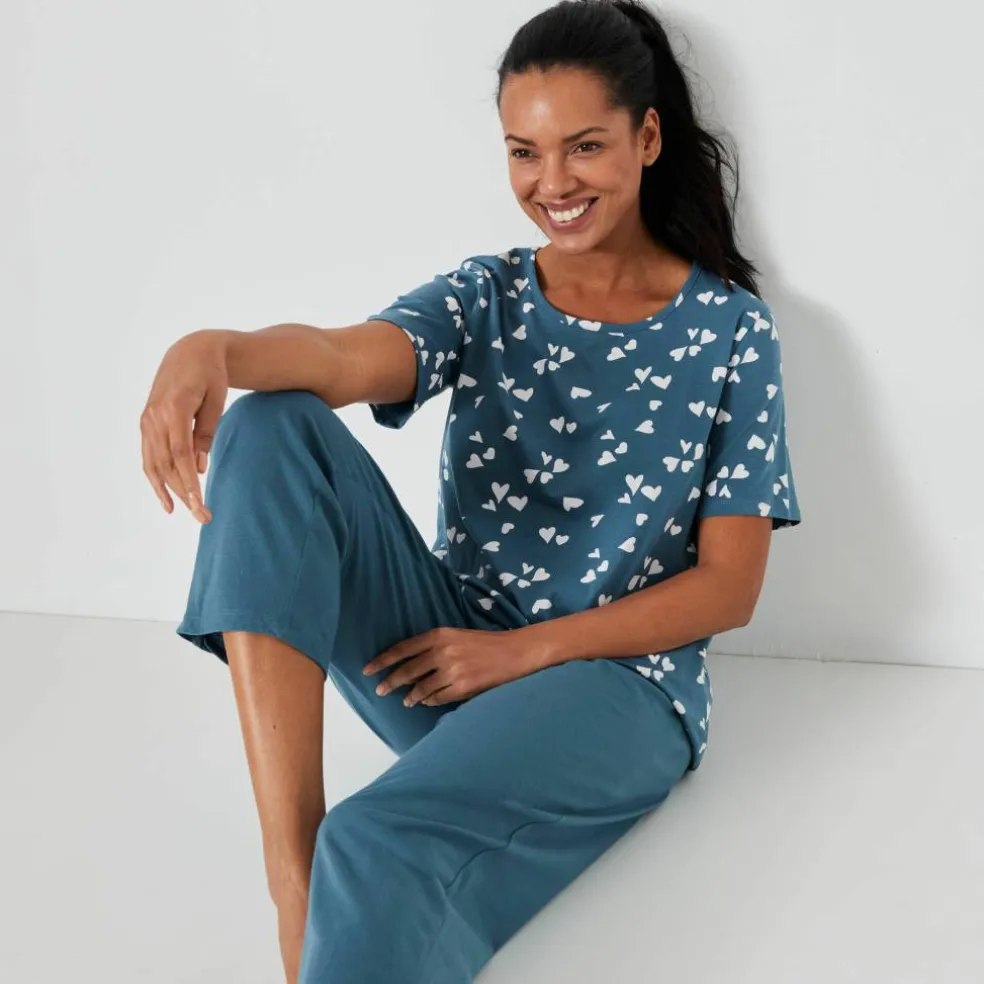 Pyjama court imprimé cœurs