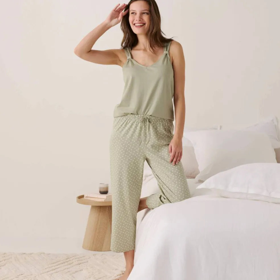 Pyjama court imprimé minimaliste avec bretelles froncées