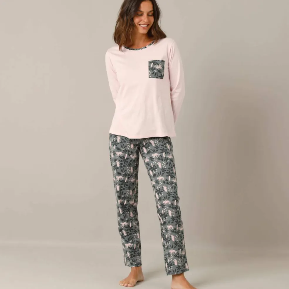 Pyjama imprimé jungle, maille jersey coton
