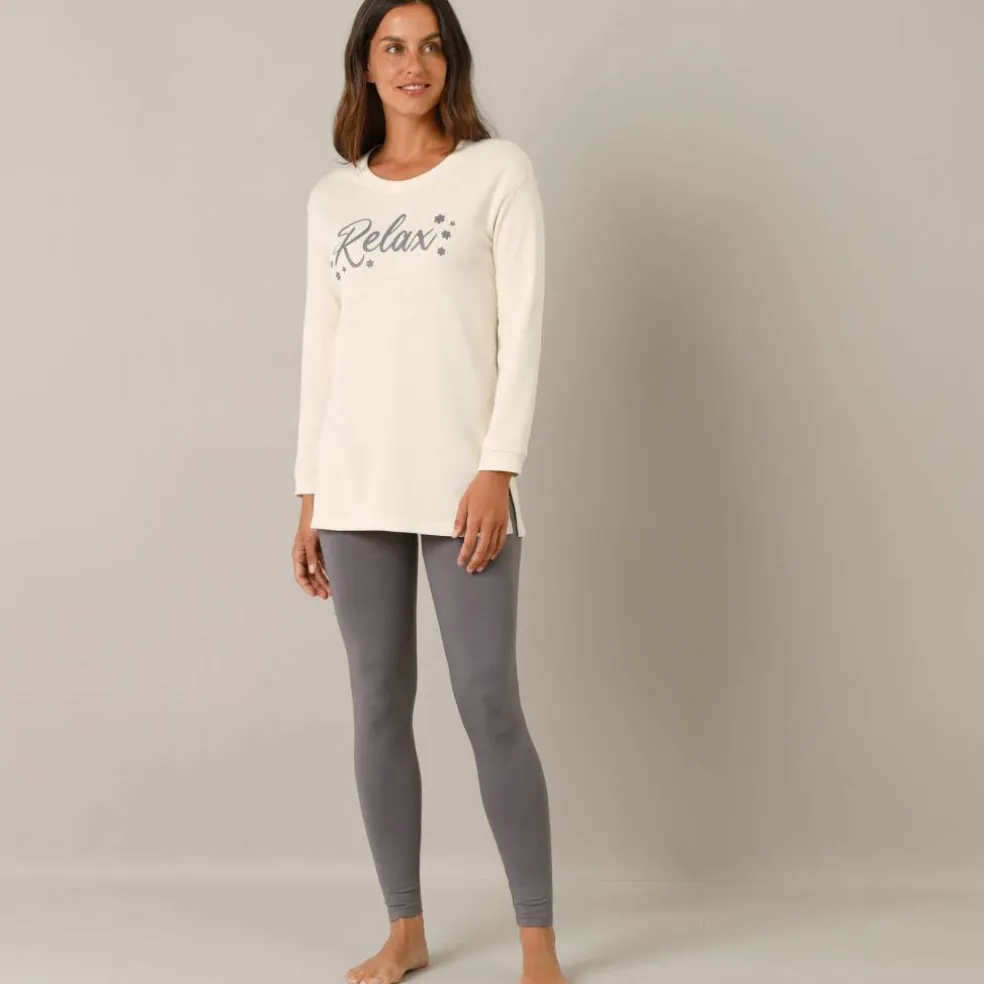 Pyjama legging en molleton, imprimé "relax"