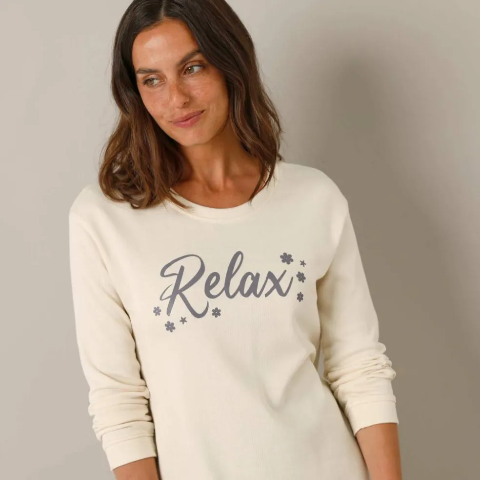 Pyjama legging en molleton, imprimé "relax"