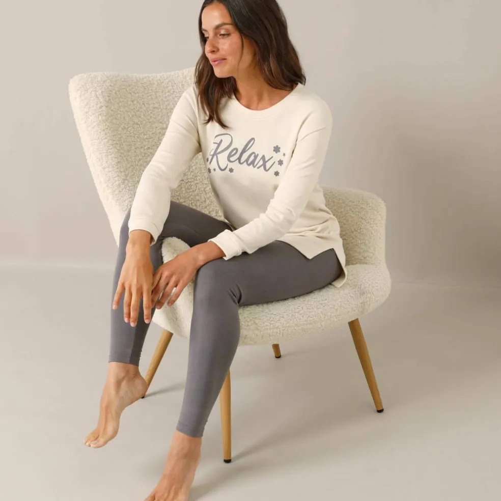 Pyjama legging en molleton, imprimé "relax"