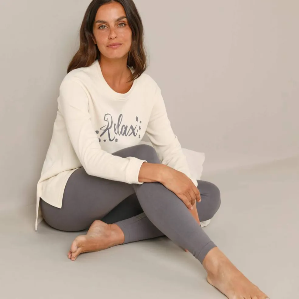 Pyjama legging en molleton, imprimé "relax"