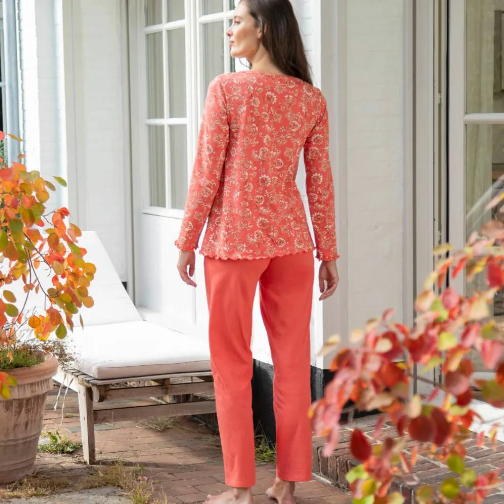 Pyjama manches longues coton imprimé fleurs