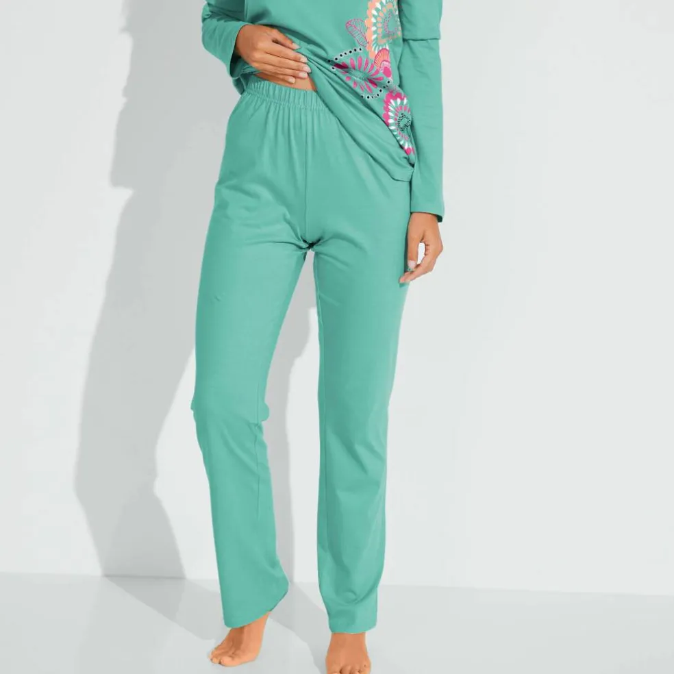 Pyjama manches longues imprimé rosaces - coton