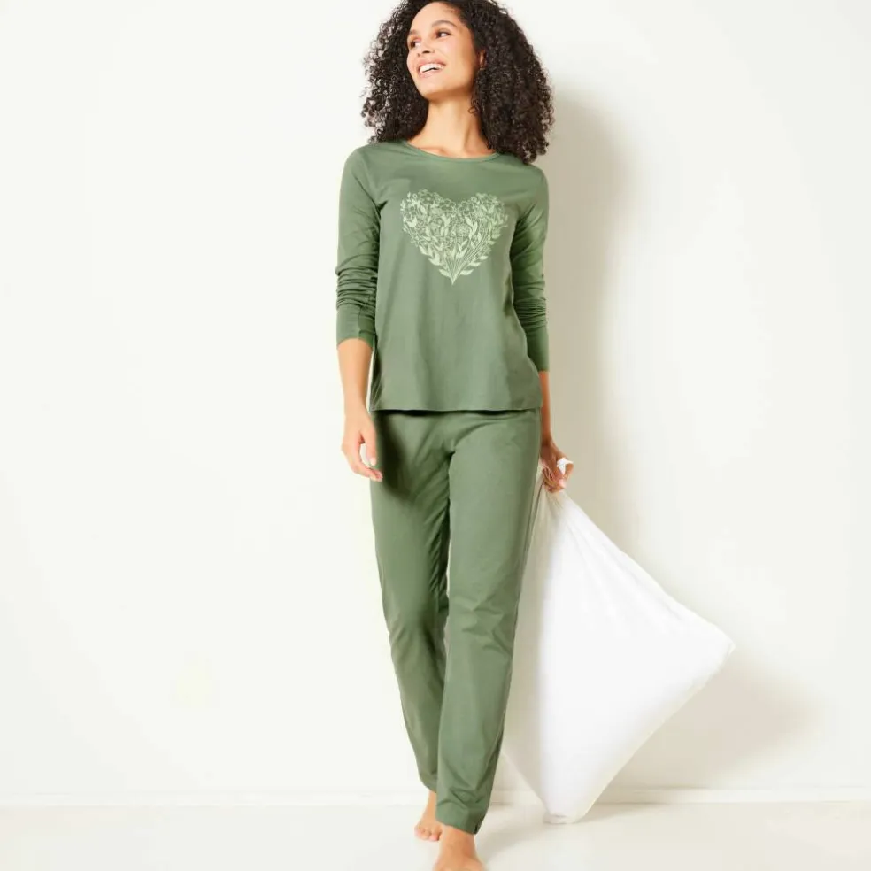 Pyjama manches longues imprimé cœur
