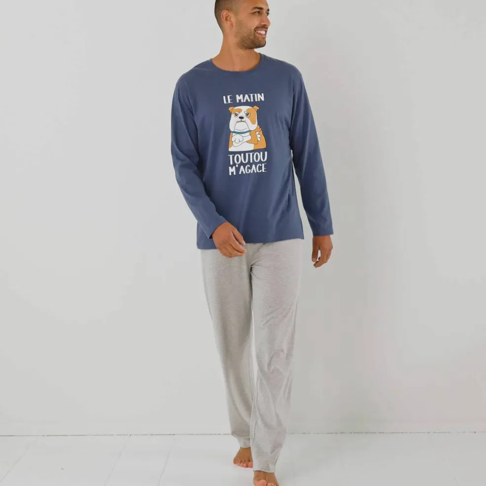 Pyjama message motif toutou manches longues