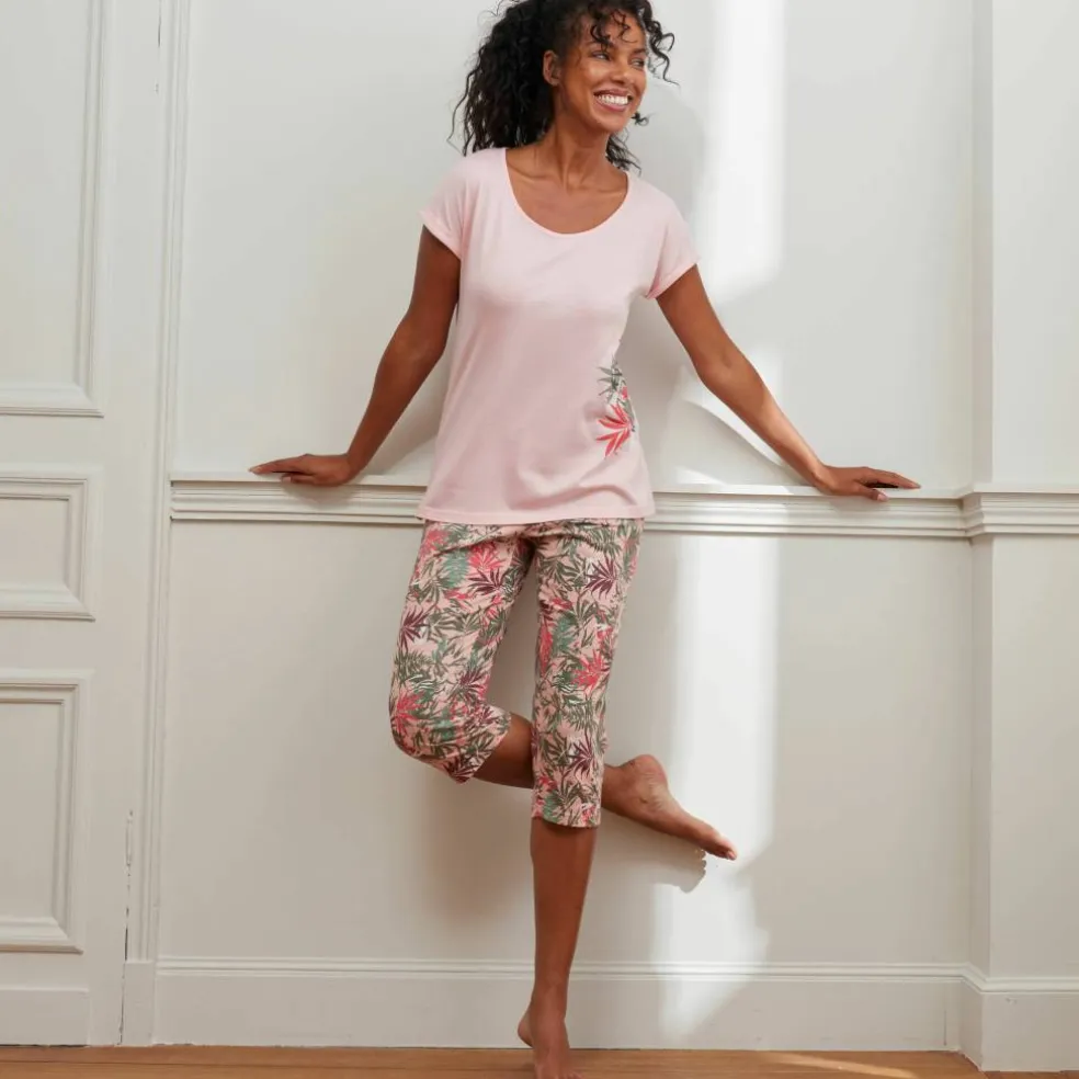 Pyjama pantacourt imprimé - coton modal