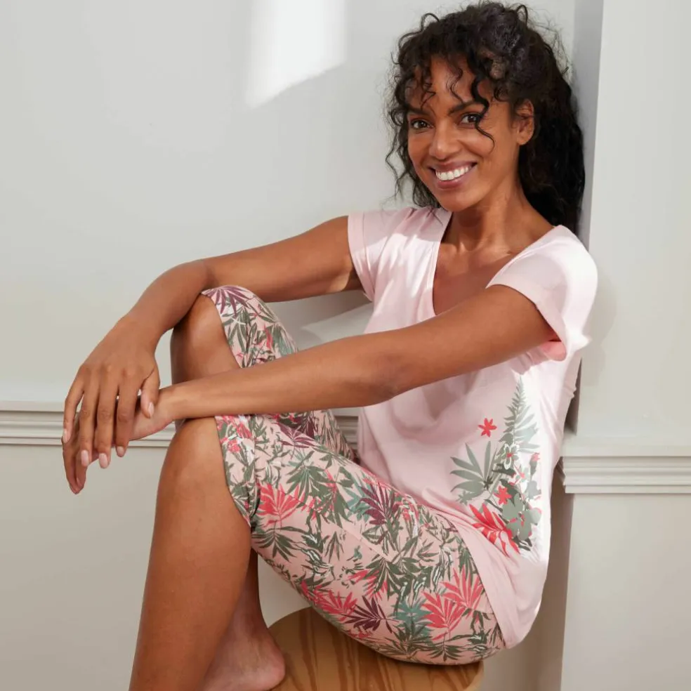 Pyjama pantacourt imprimé - coton modal