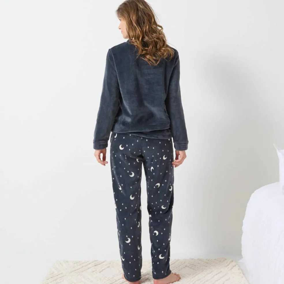 Pyjama polaire "faon" manches longues + masque assorti