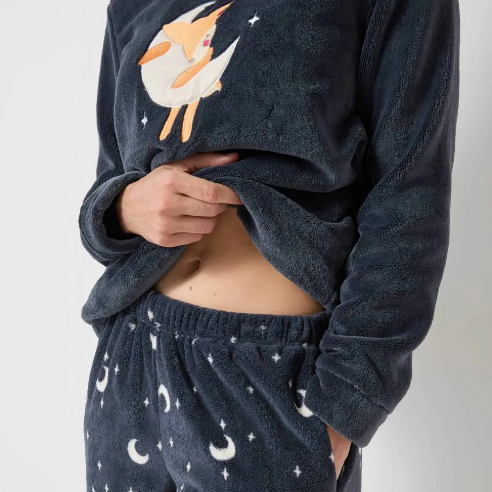 Pyjama polaire "faon" manches longues + masque assorti