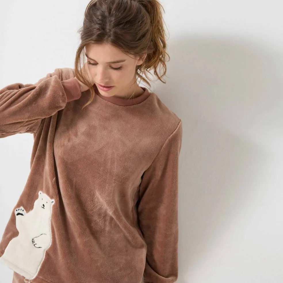 Pyjama polaire "ours blanc," manches longues