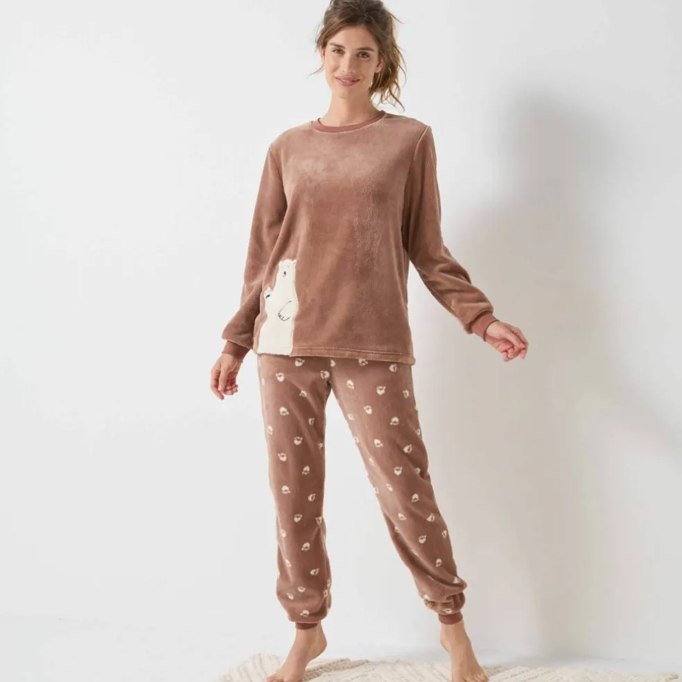 Pyjama polaire "ours blanc," manches longues