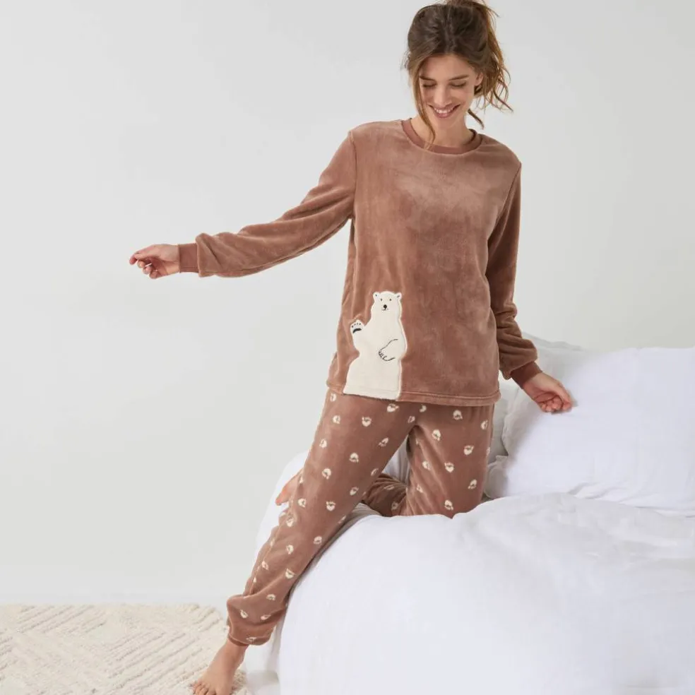 Pyjama polaire "ours blanc," manches longues
