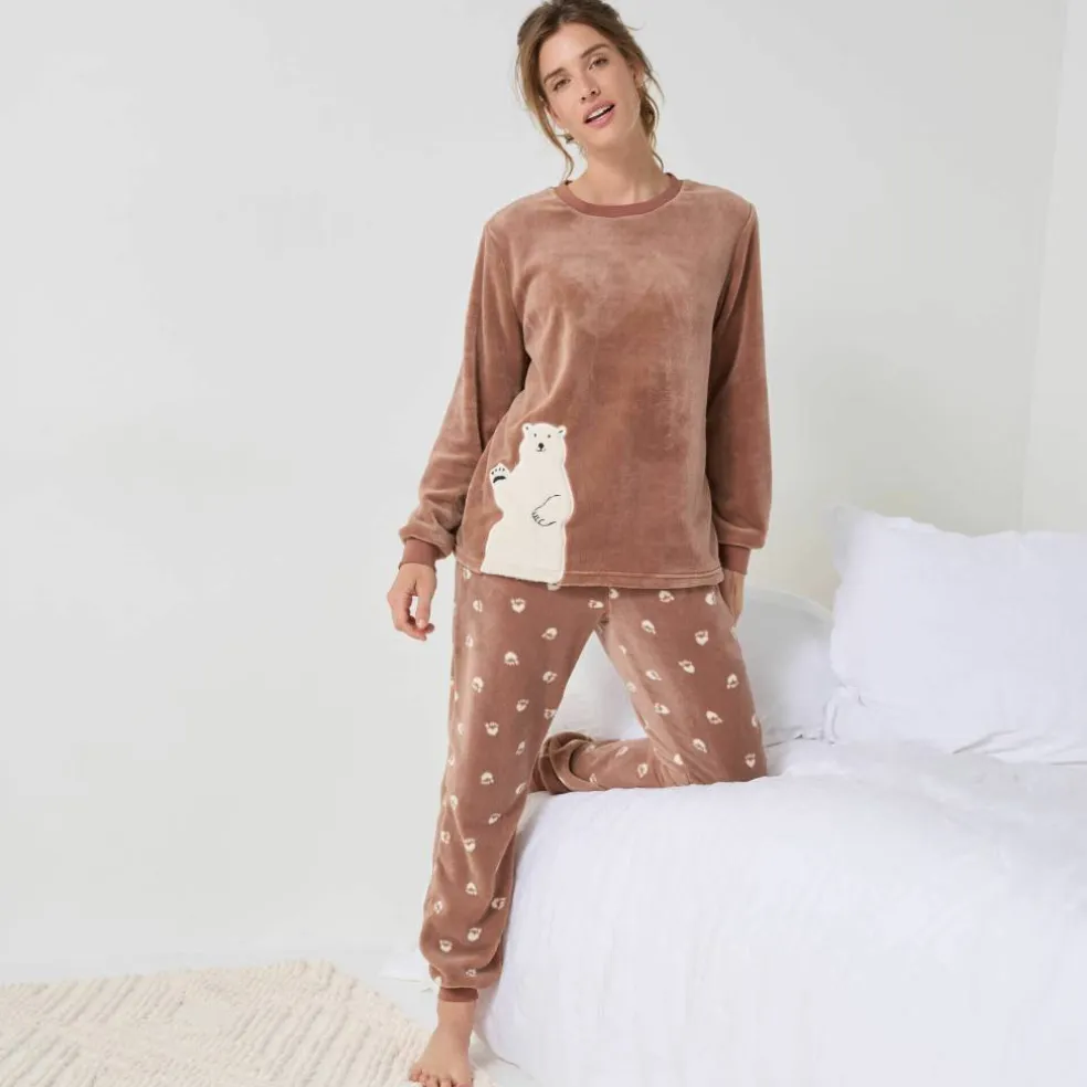 Pyjama polaire "ours blanc," manches longues