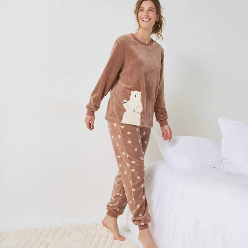 Pyjama polaire "ours blanc," manches longues