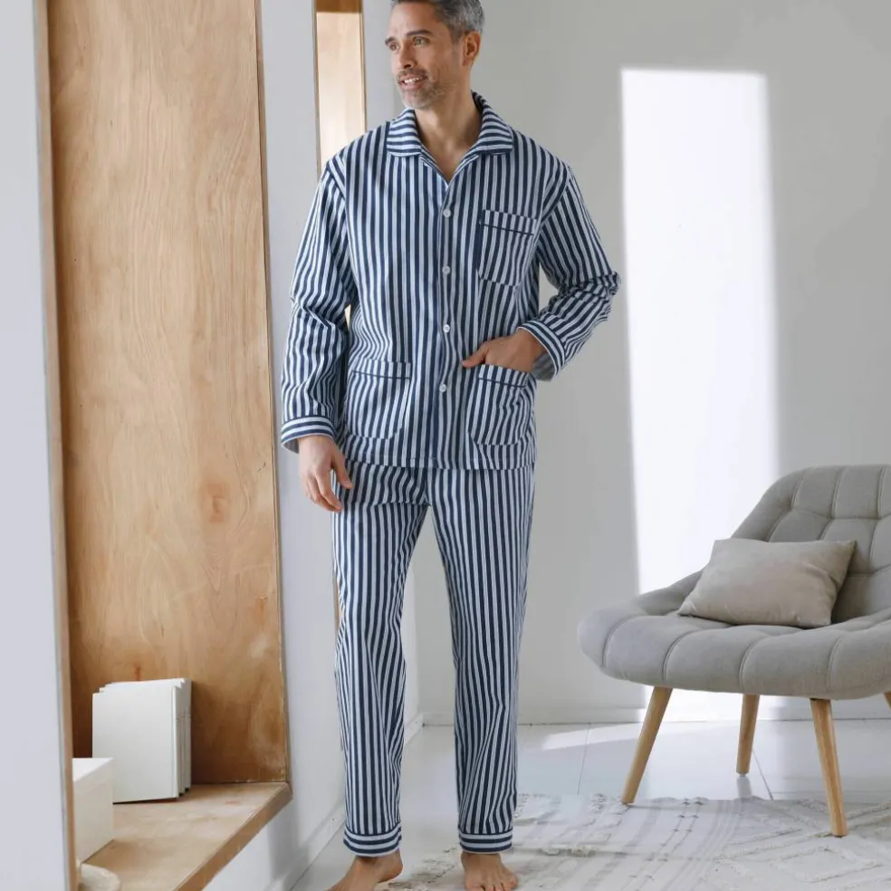Pyjama rayures flanelle coton