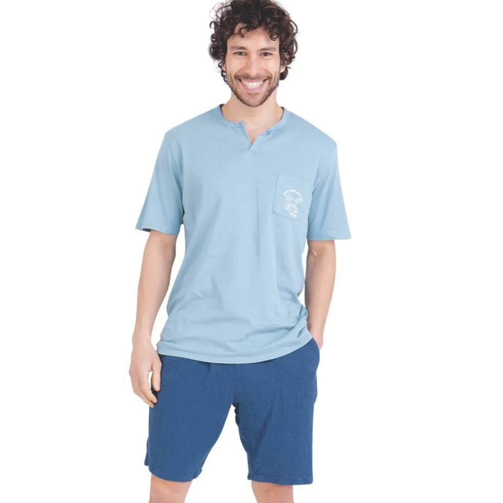Pyjama short bi-matière Easy Coton