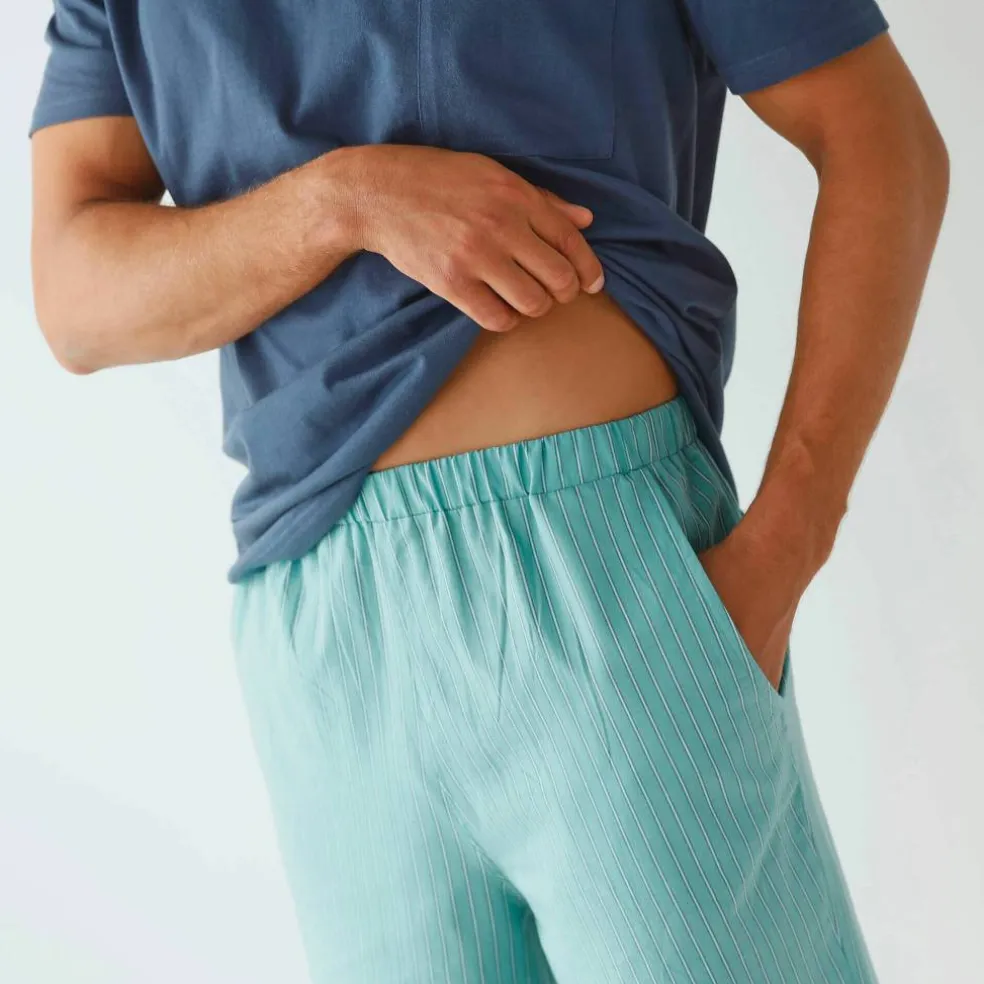 Pyjama short col tunisien bi-matière