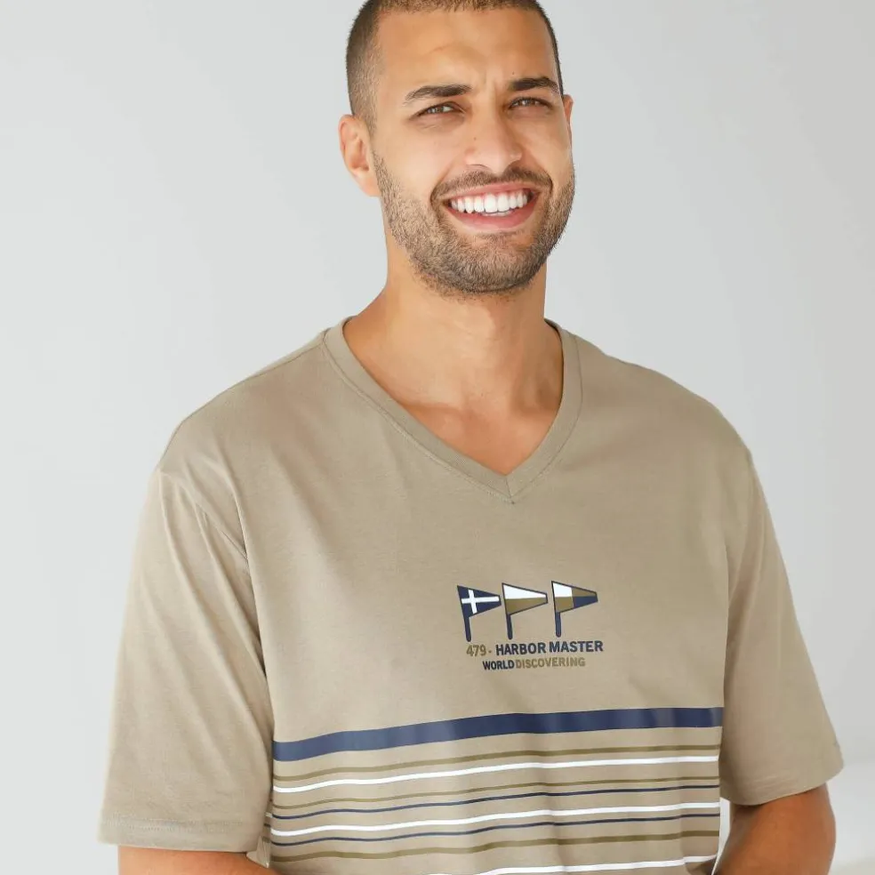 Pyjama short col V coton adouci