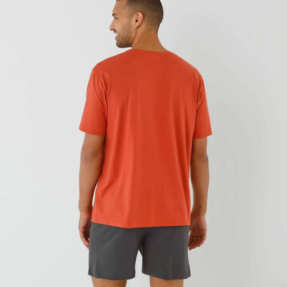 Pyjama short message motif hibou manches courtes
