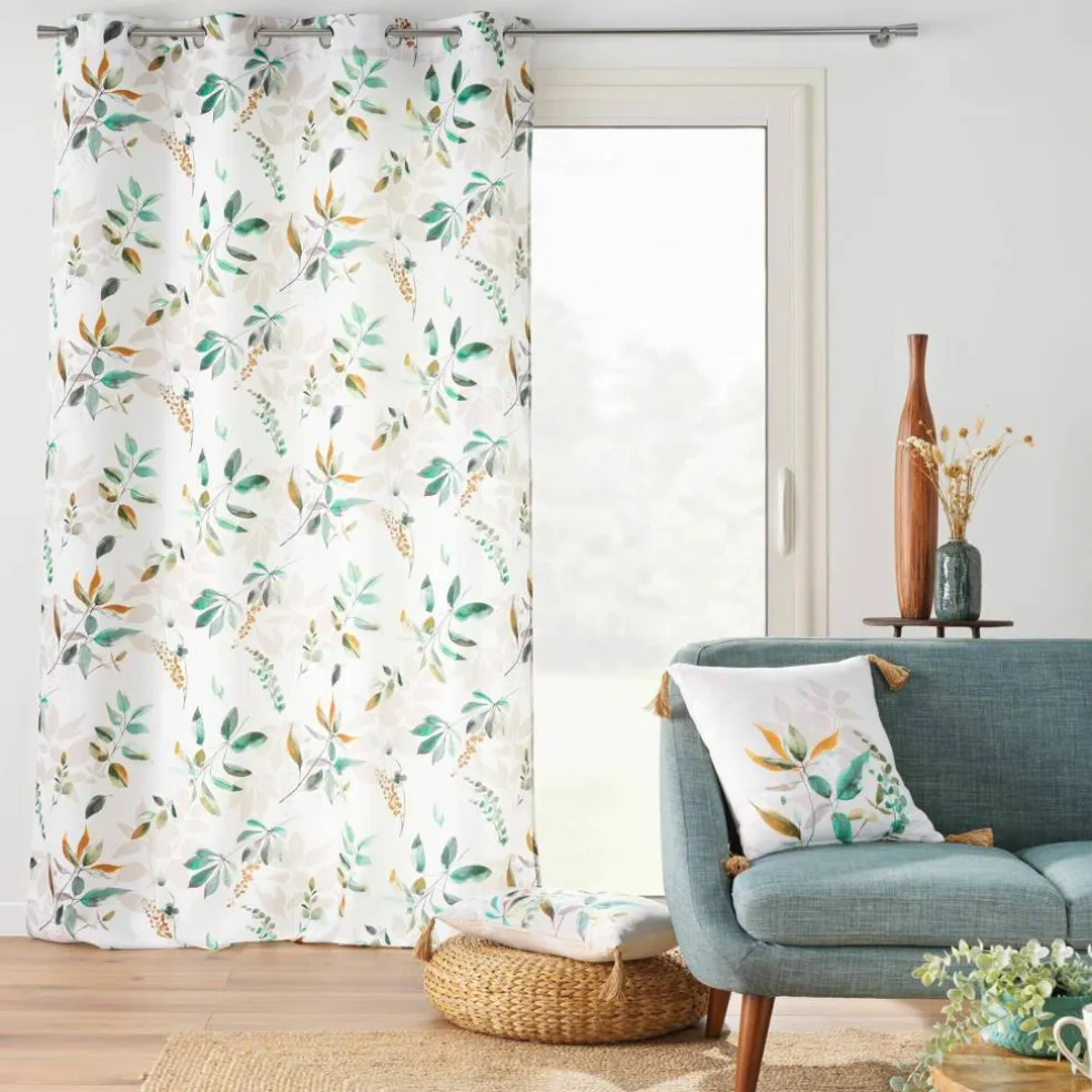 Rideau à œillets, imprimé floral