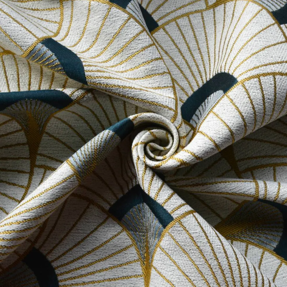 Rideau jacquard imprimé plumes de paon
