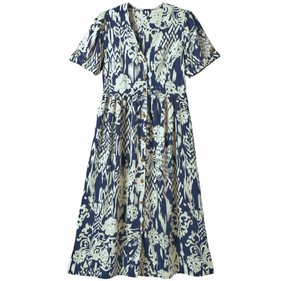 Robe boutonnée imprimée, manches courtes