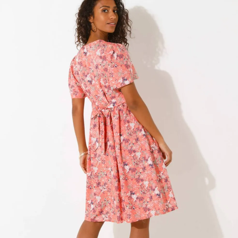Robe boutonnée manches "papillon" imprimée