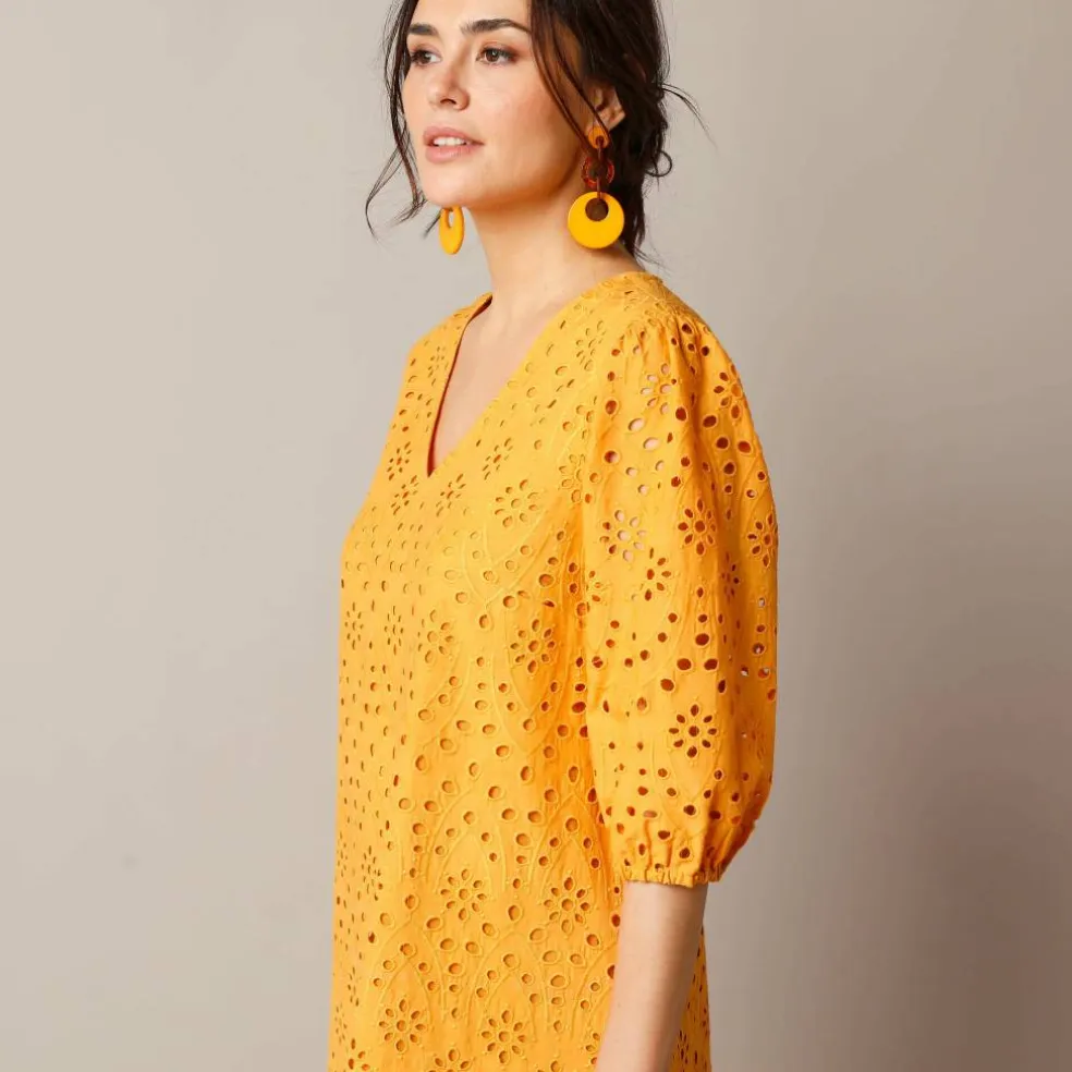 Robe broderie anglaise manches 3/4