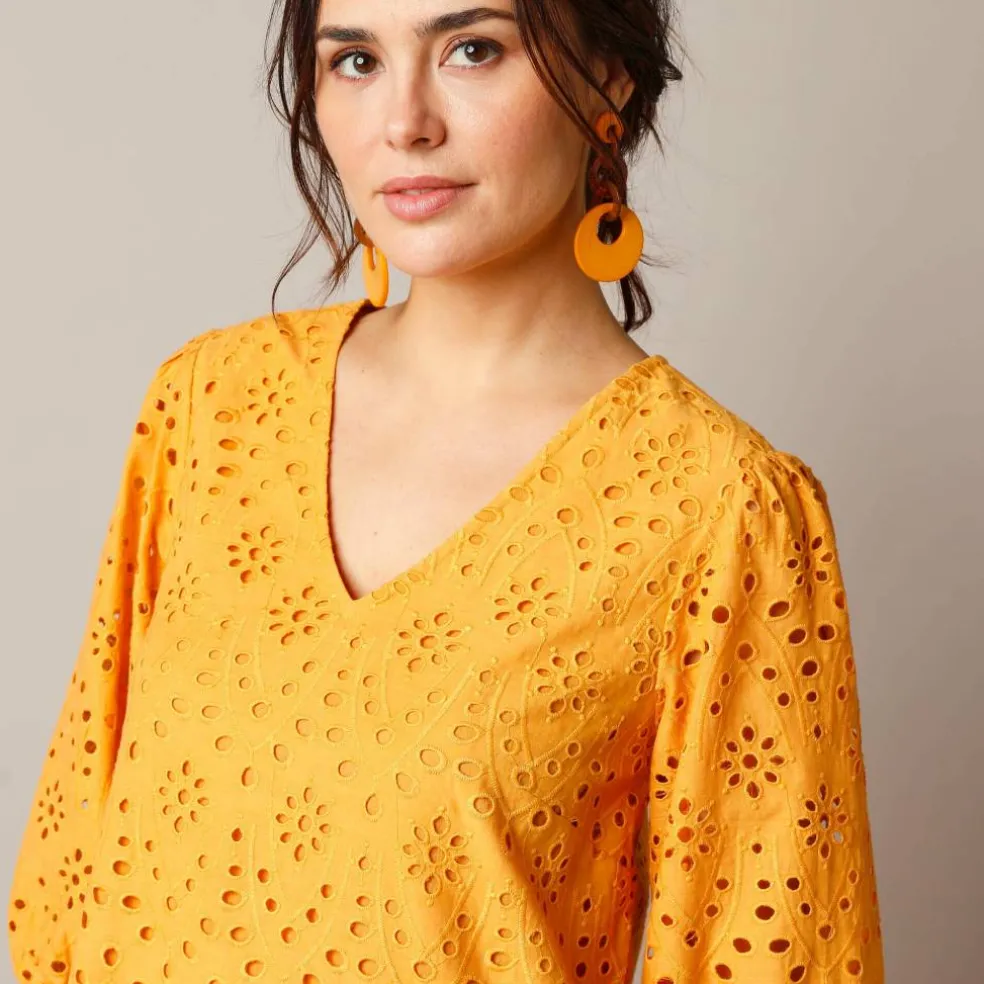 Robe broderie anglaise manches 3/4