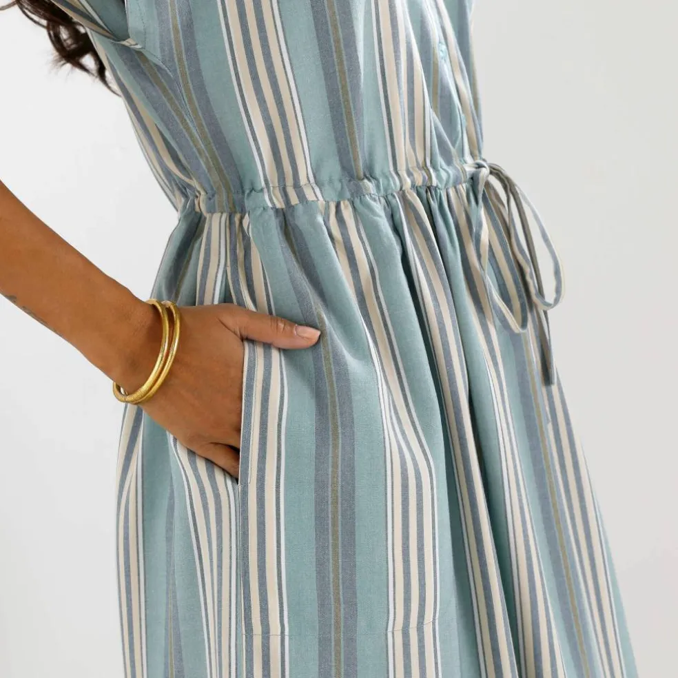 Robe chemisier rayée, manches courtes