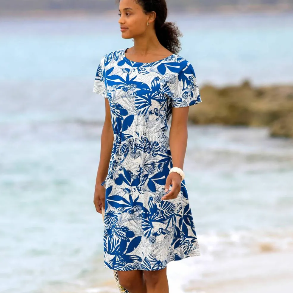 Robe courte imprimée manches courtes
