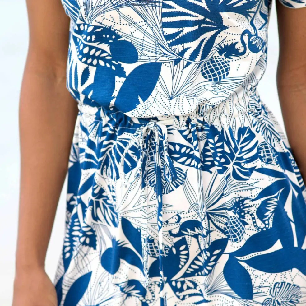 Robe courte imprimée manches courtes