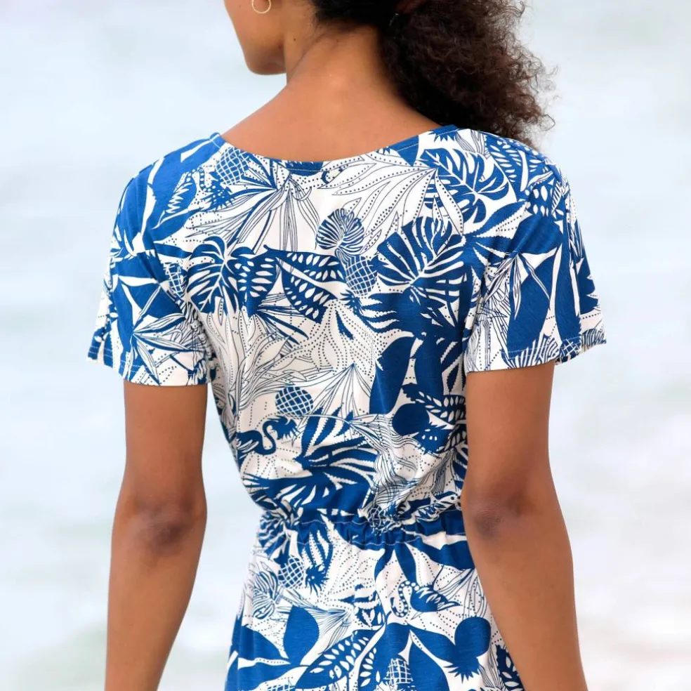 Robe courte imprimée manches courtes