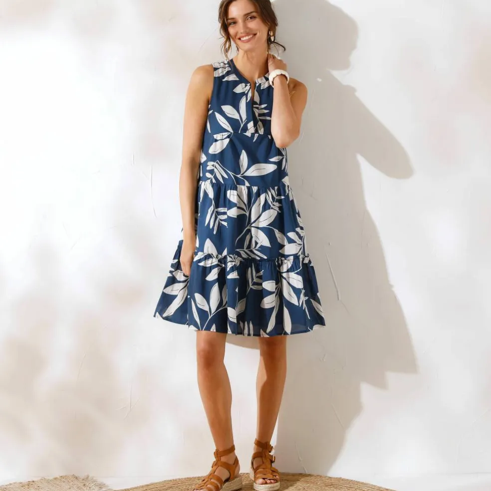 Robe courte imprimée sans manches