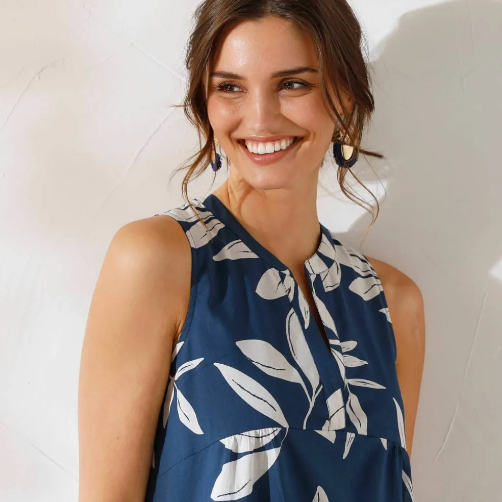 Robe courte imprimée sans manches