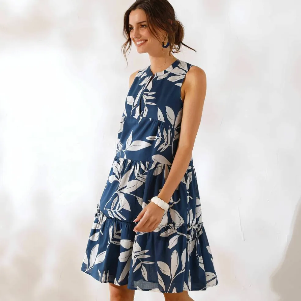 Robe courte imprimée sans manches