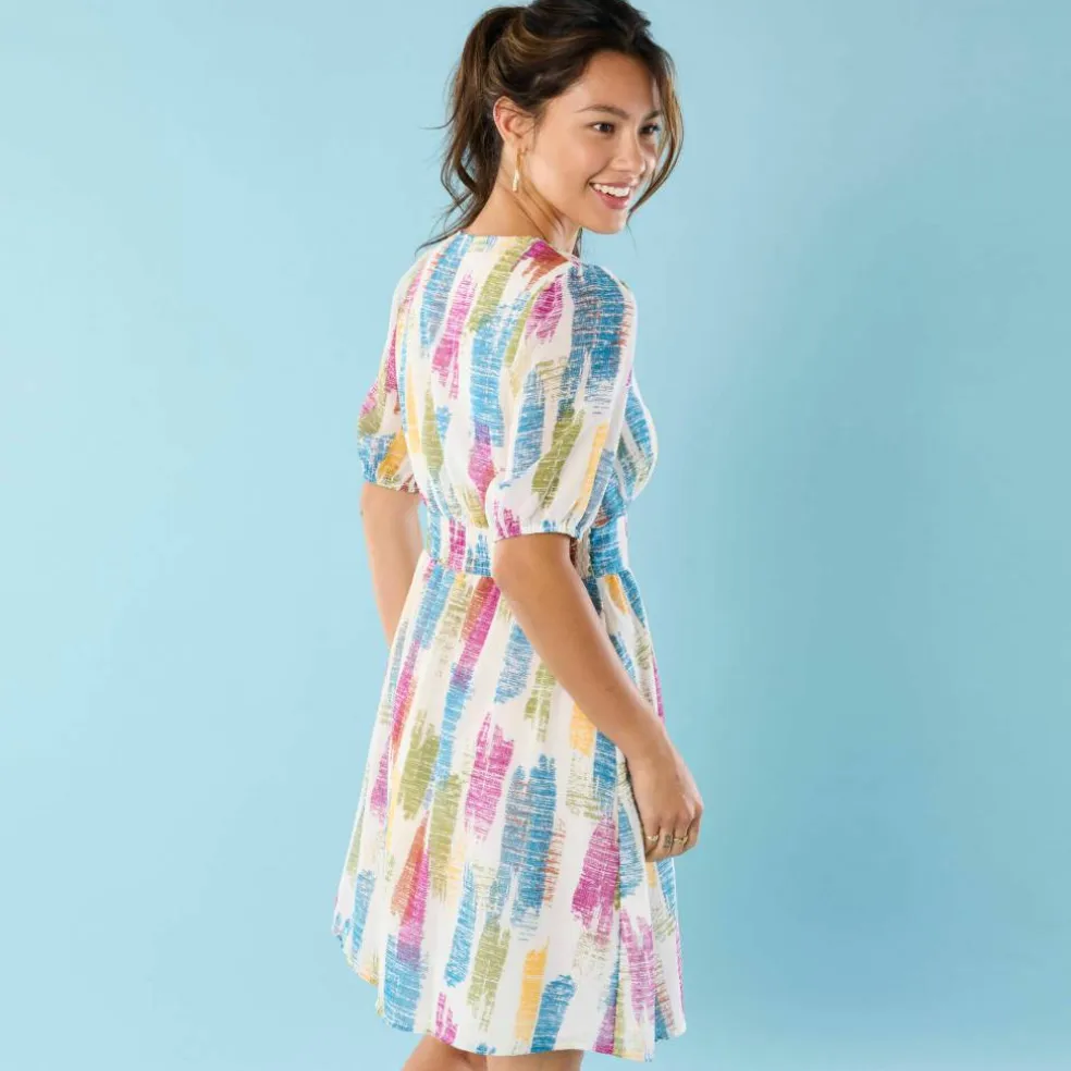 Robe courte Spécial Petites, voile imprimé