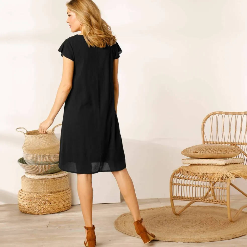 Robe décolleté macramé unie
