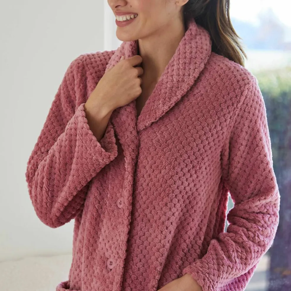 Robe de chambre maille polaire col châle - longueur 120 cm