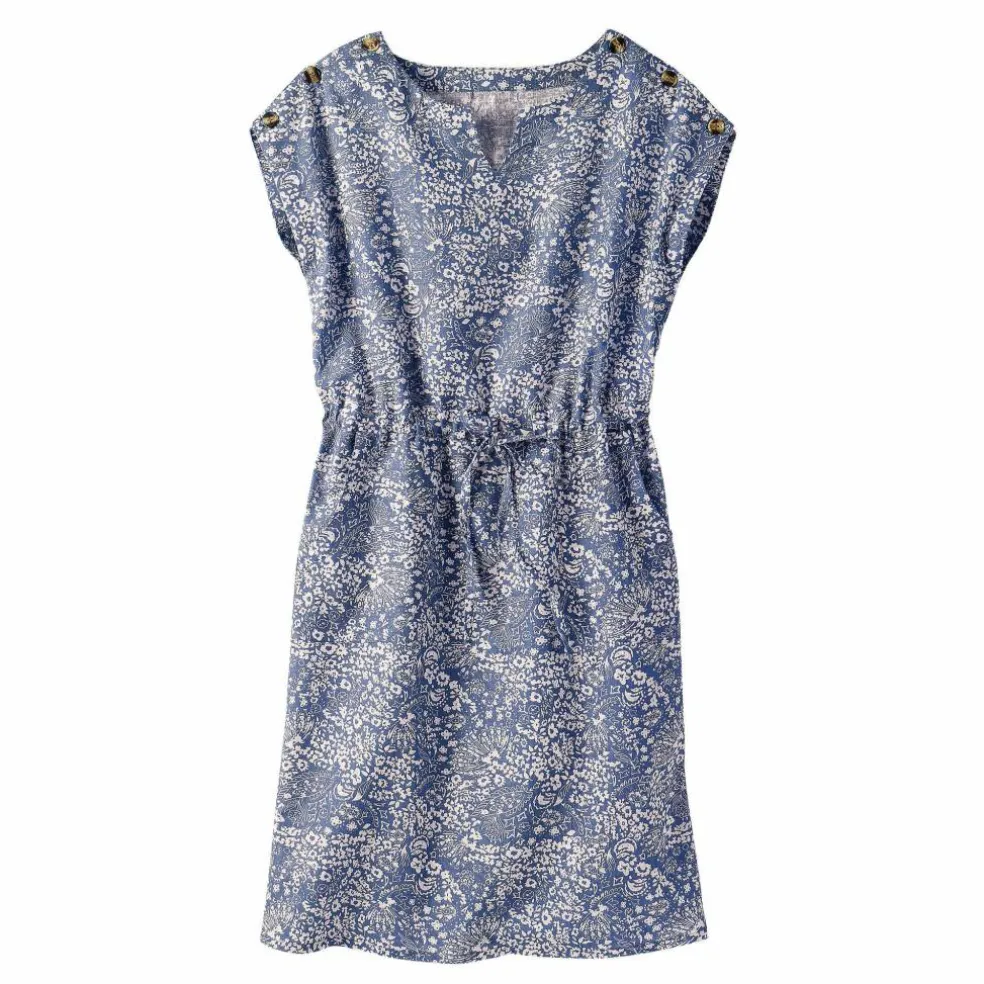 Robe imprimée boutonnée épaules