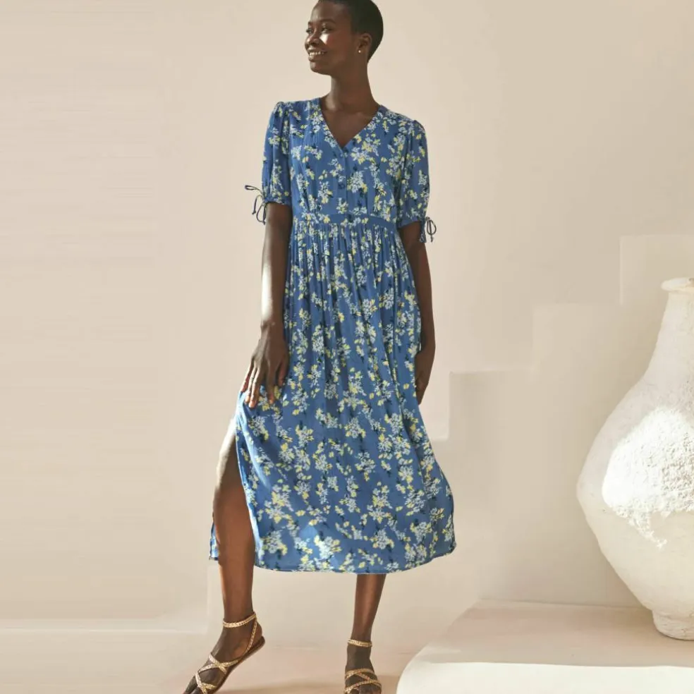 Robe imprimée manches courtes en crépon