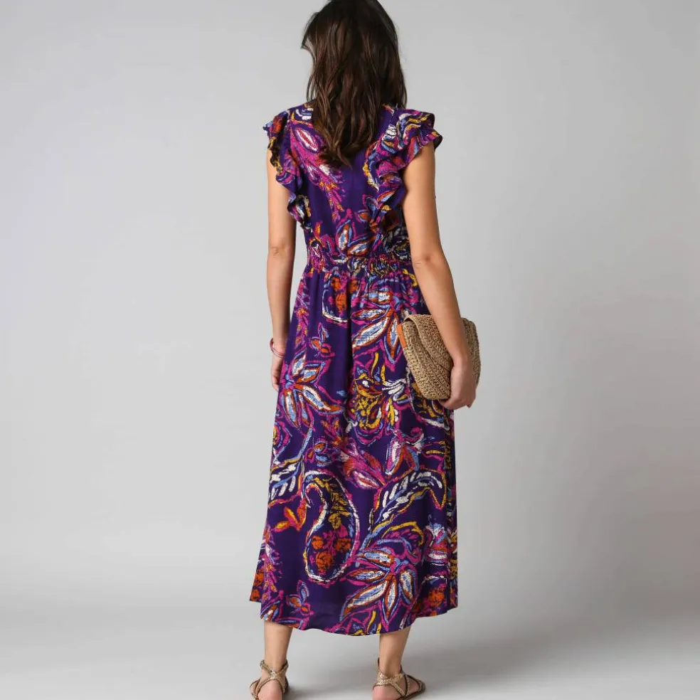 Robe imprimée manches volantées