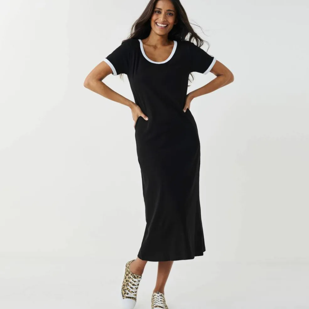 Robe longue bicolore, manches courtes