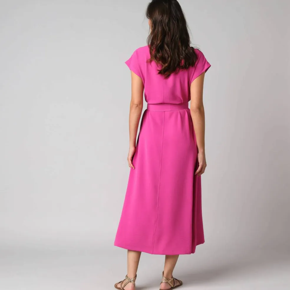 Robe longue boutonnée effet froissé naturel