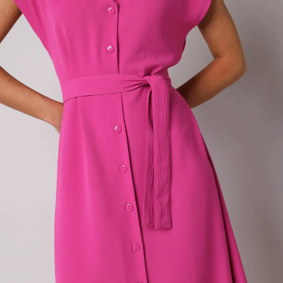 Robe longue boutonnée effet froissé naturel