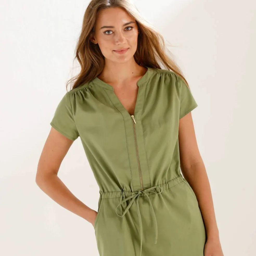 Robe longue en coton délavé