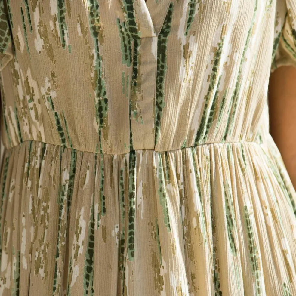 Robe longue en crépon, imprimée