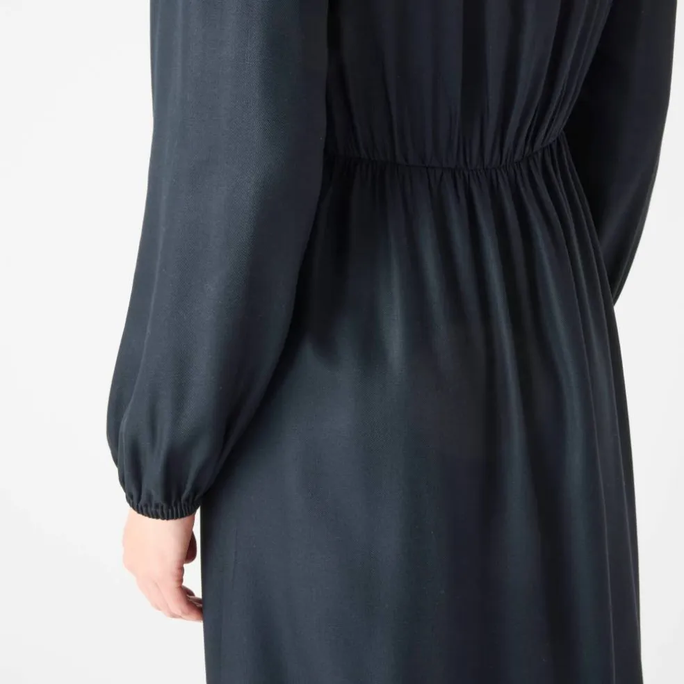 Robe longue fluide col V unie